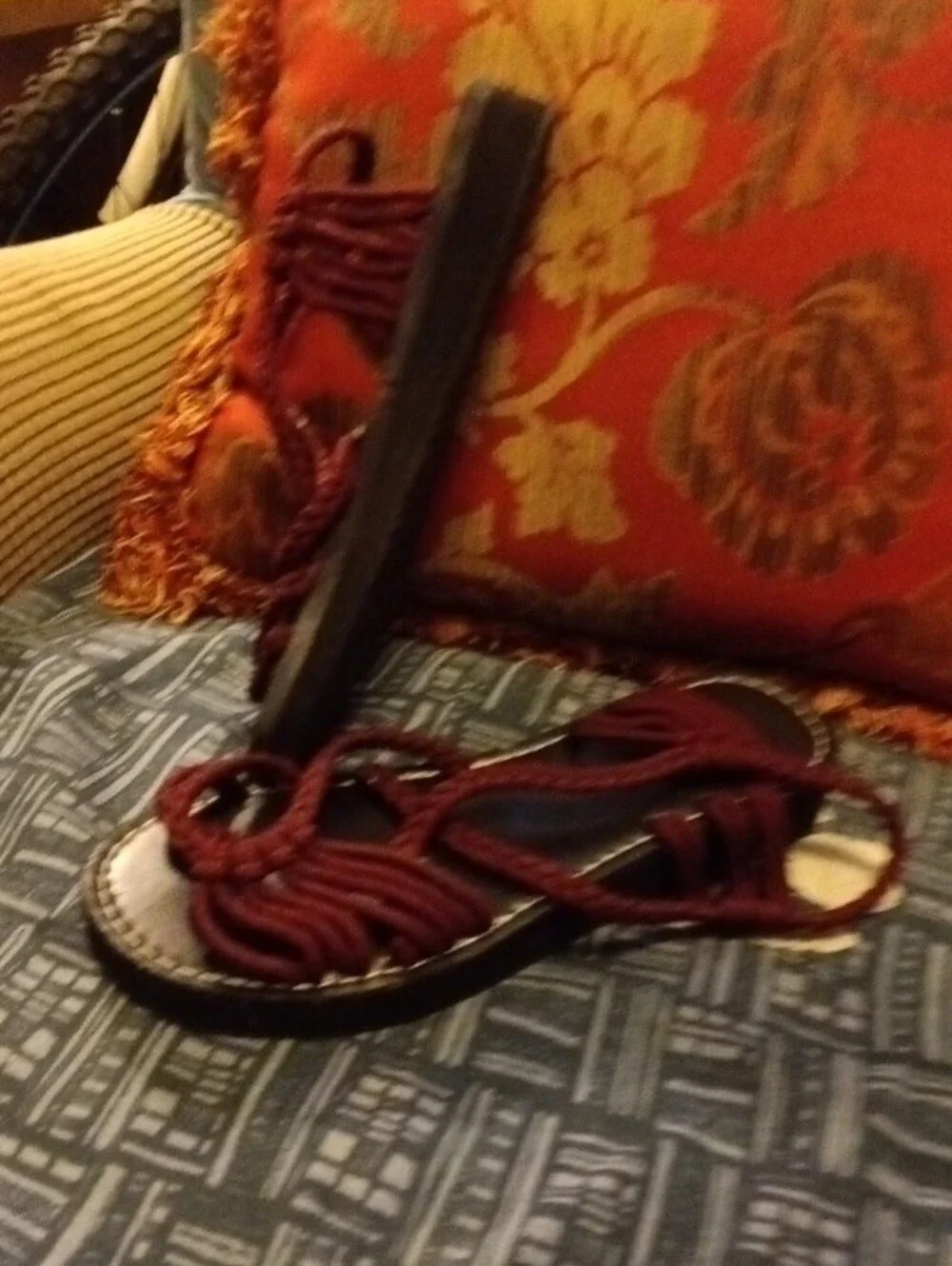 Strappy Braided Slide Sandals - Burgundy